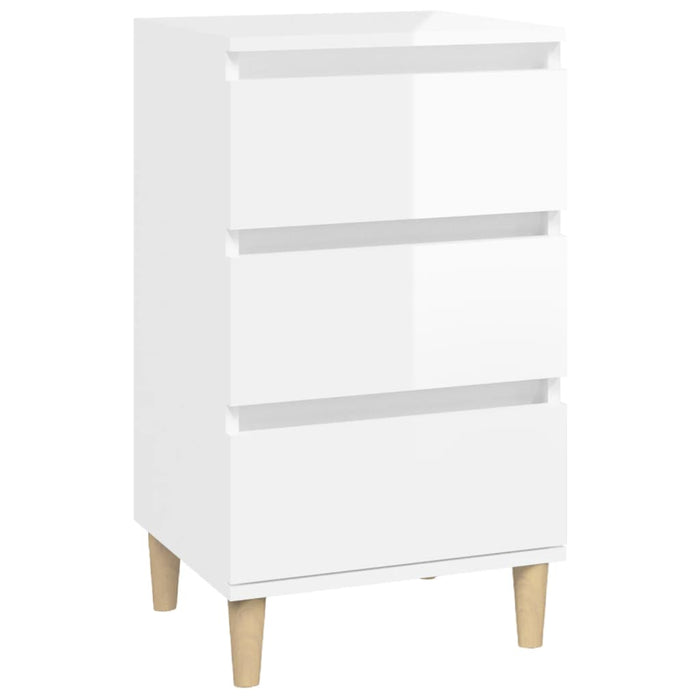 Comodino Bianco Lucido 40x35x70 cm in Legno Multistrato 819662