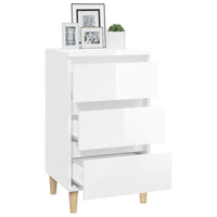 Comodino Bianco Lucido 40x35x70 cm in Legno Multistrato 819662