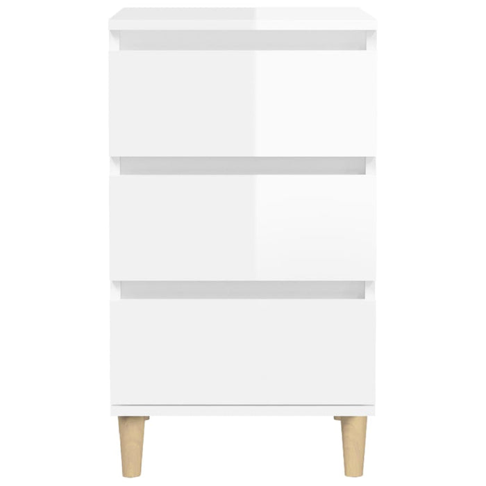 Comodino Bianco Lucido 40x35x70 cm in Legno Multistrato 819662