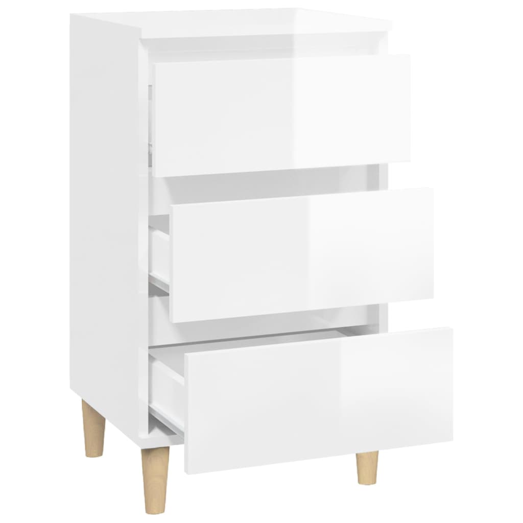 Comodino Bianco Lucido 40x35x70 cm in Legno Multistrato 819662