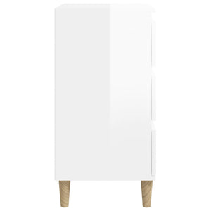 Comodino Bianco Lucido 40x35x70 cm in Legno Multistrato 819662