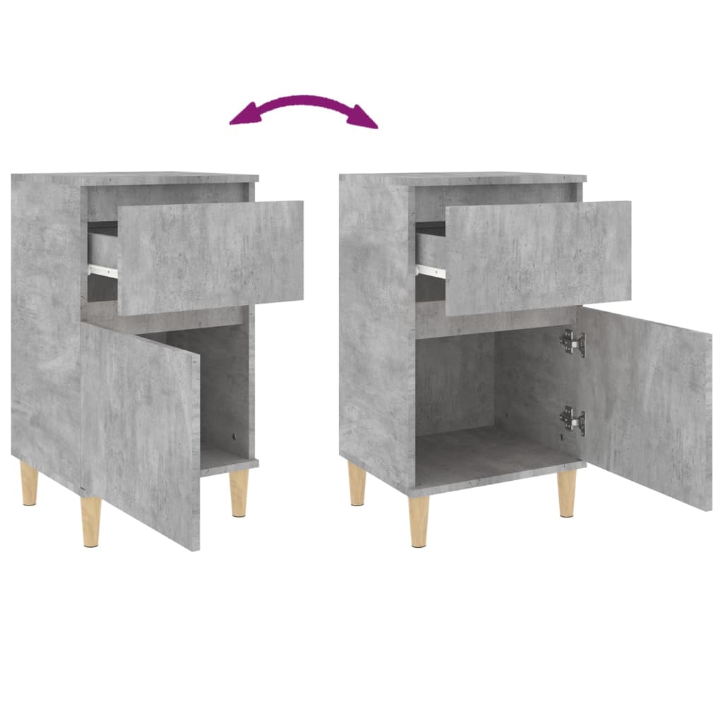 Comodini 2 pz-Set di 2 Tavolino da notte Grigio Cemento 40x35x70 cm 277794