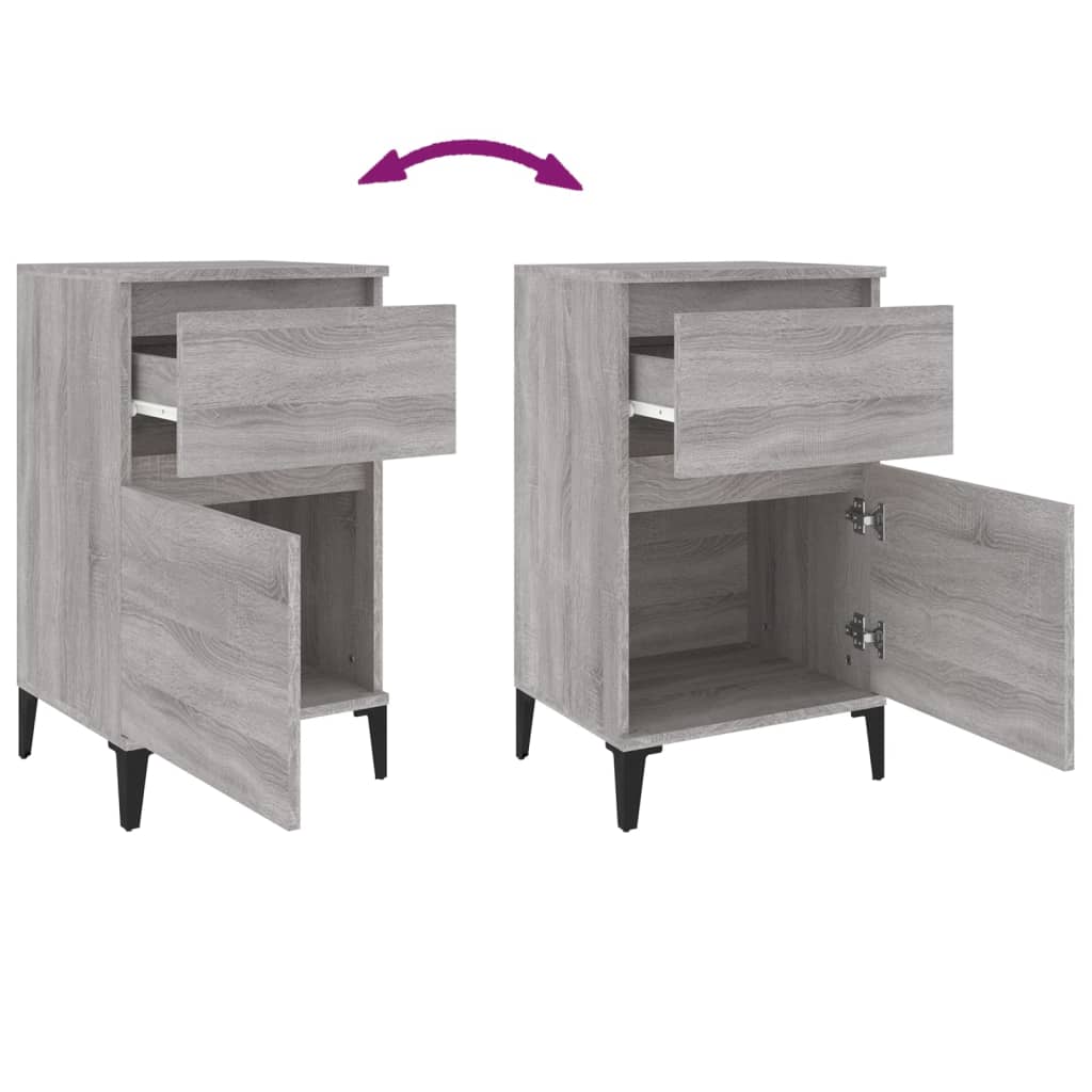 Comodini 2 pz-Set di 2 Tavolino da notte Grigio Sonoma 40x35x70 cm 441585