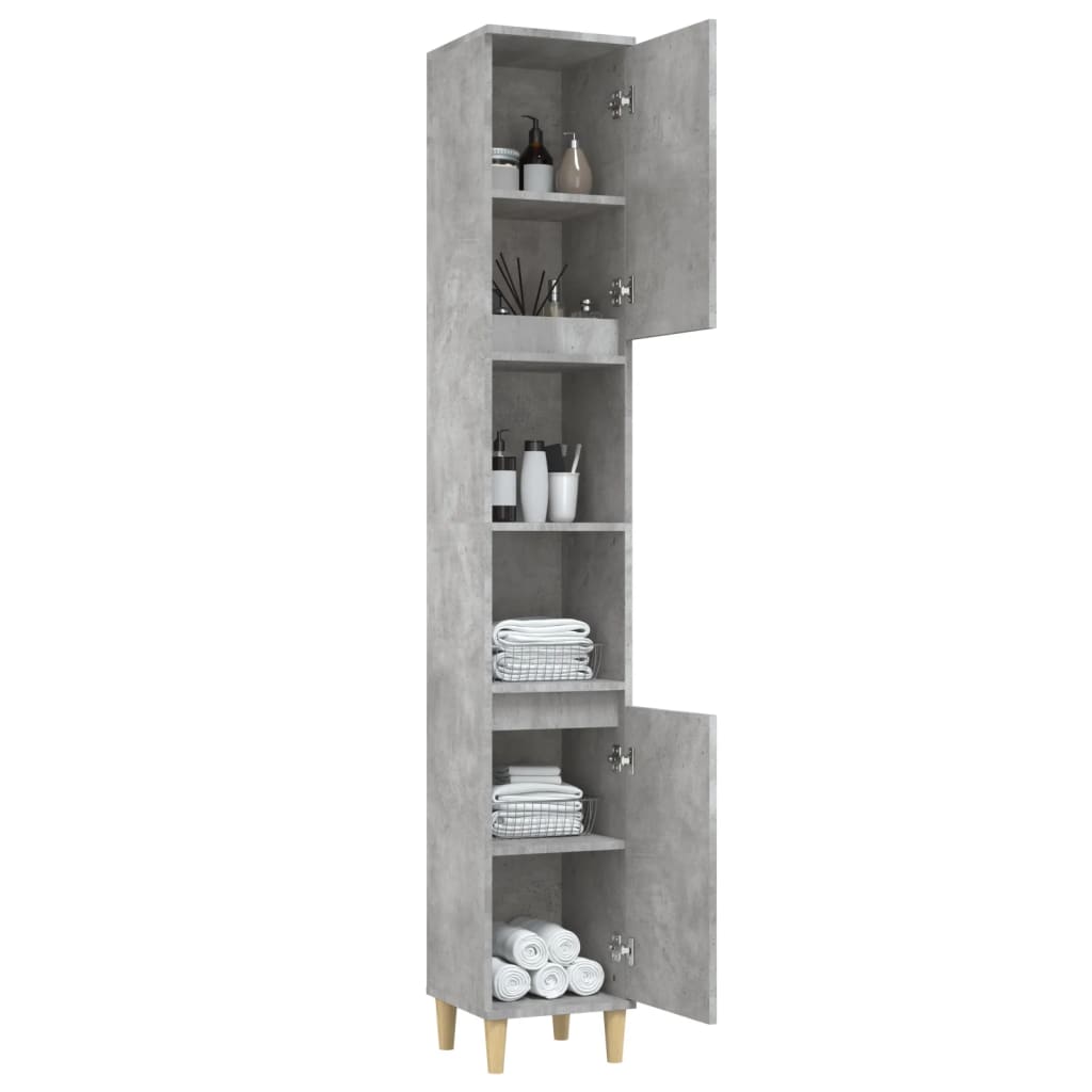 Armadietto Bagno Grigio Cemento 30x30x190 cm Legno Multistrato 819792