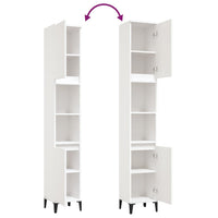 Armadietto da Bagno Bianco 30x30x190 cm in Legno Multistrato 819796