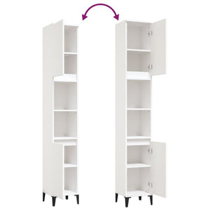 Armadietto da Bagno Bianco 30x30x190 cm in Legno Multistrato 819796