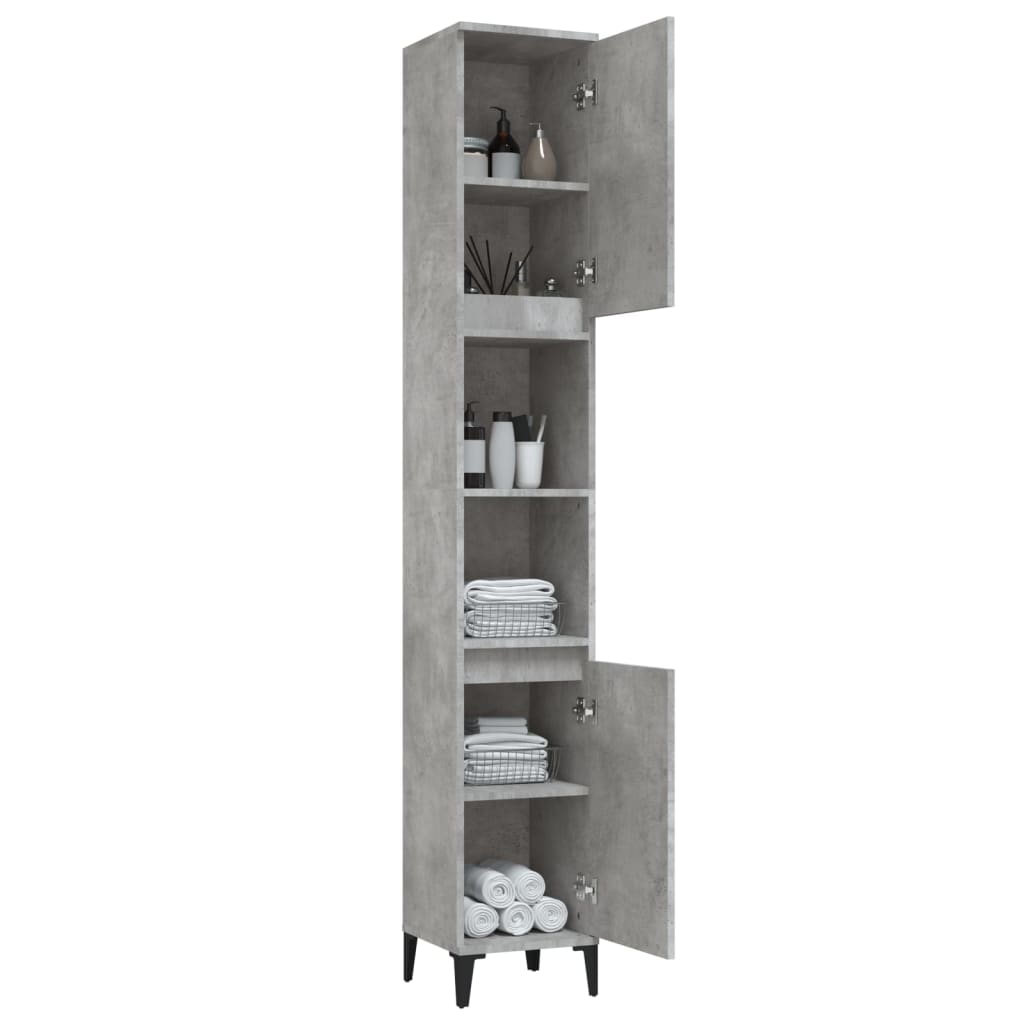 Armadietto Bagno Grigio Cemento 30x30x190 cm Legno Multistrato 819800
