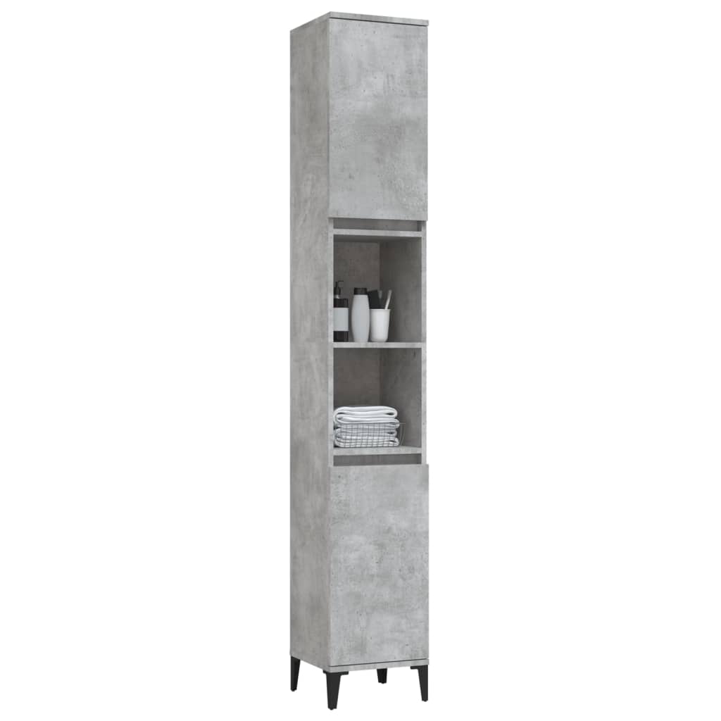Armadietto Bagno Grigio Cemento 30x30x190 cm Legno Multistrato 819800
