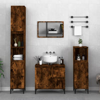 Armadietto Bagno Rovere Fumo 30x30x190 cm in Legno Multistrato 819801
