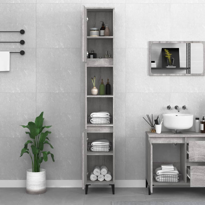 Armadietto Bagno Grigio Sonoma 30x30x190cm in Legno Multistratocod mxl 130343