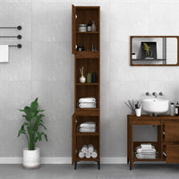 Armadietto Bagno Rovere Marrone 30x30x190cm Legno Multistrato 819803