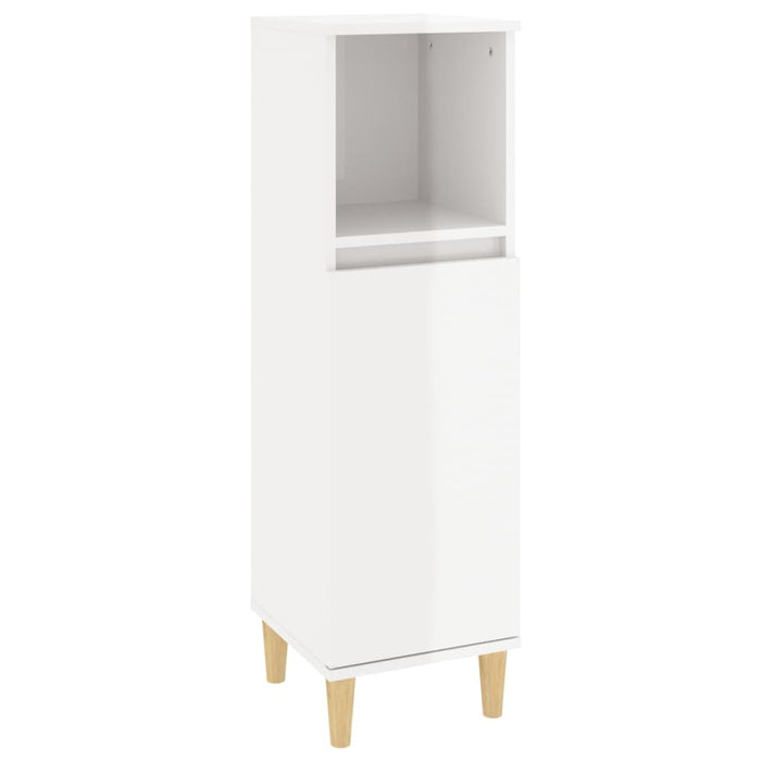 Armadietto Bagno Bianco Lucido 30x30x100cm in Legno Multistrato 819806