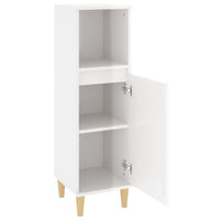 Armadietto Bagno Bianco Lucido 30x30x100cm in Legno Multistrato 819806