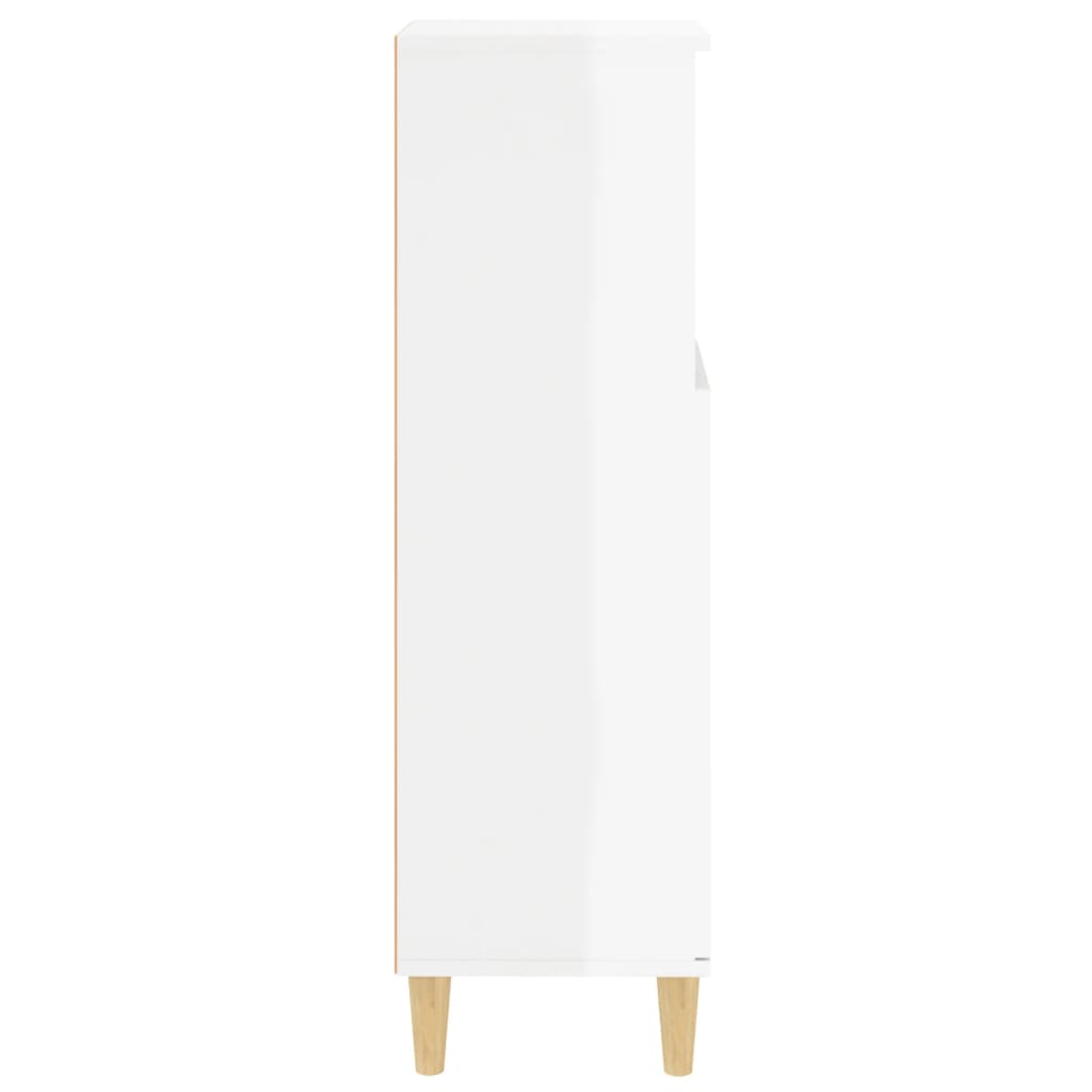 Armadietto Bagno Bianco Lucido 30x30x100cm in Legno Multistrato 819806