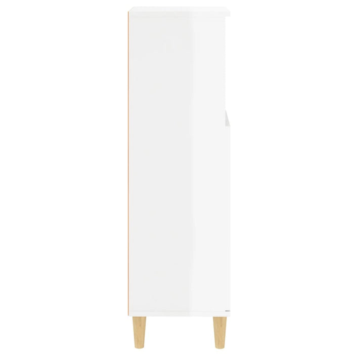 Armadietto Bagno Bianco Lucido 30x30x100cm in Legno Multistrato 819806