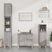 Armadietto Bagno Grigio Sonoma 30x30x100cm in Legno Multistrato 819810