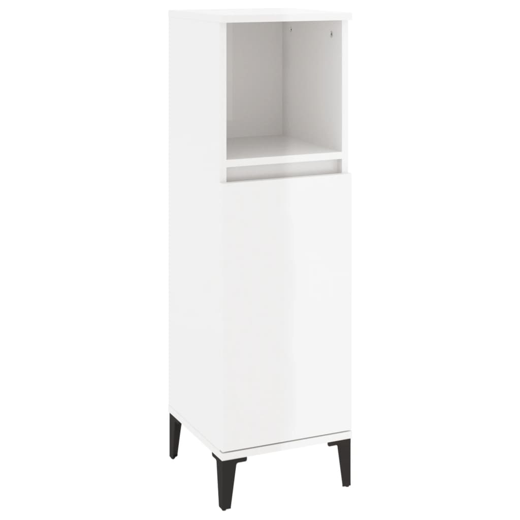 Armadietto Bagno Bianco Lucido 30x30x100cm in Legno Multistratocod mxl 127680
