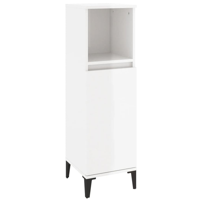 Armadietto Bagno Bianco Lucido 30x30x100cm in Legno Multistratocod mxl 127680