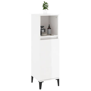 Armadietto Bagno Bianco Lucido 30x30x100cm in Legno Multistrato 819814