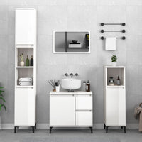 Armadietto Bagno Bianco Lucido 30x30x100cm in Legno Multistratocod mxl 127680