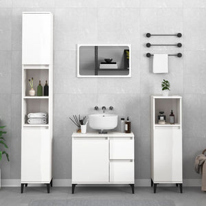 Armadietto Bagno Bianco Lucido 30x30x100cm in Legno Multistratocod mxl 127680