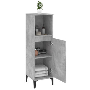 Armadietto Bagno Grigio Cemento 30x30x100 cm Legno Multistrato 819816