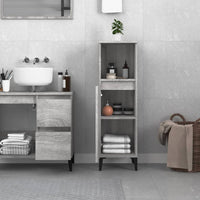 Armadietto Bagno Grigio Sonoma 30x30x100cm in Legno Multistrato 819818