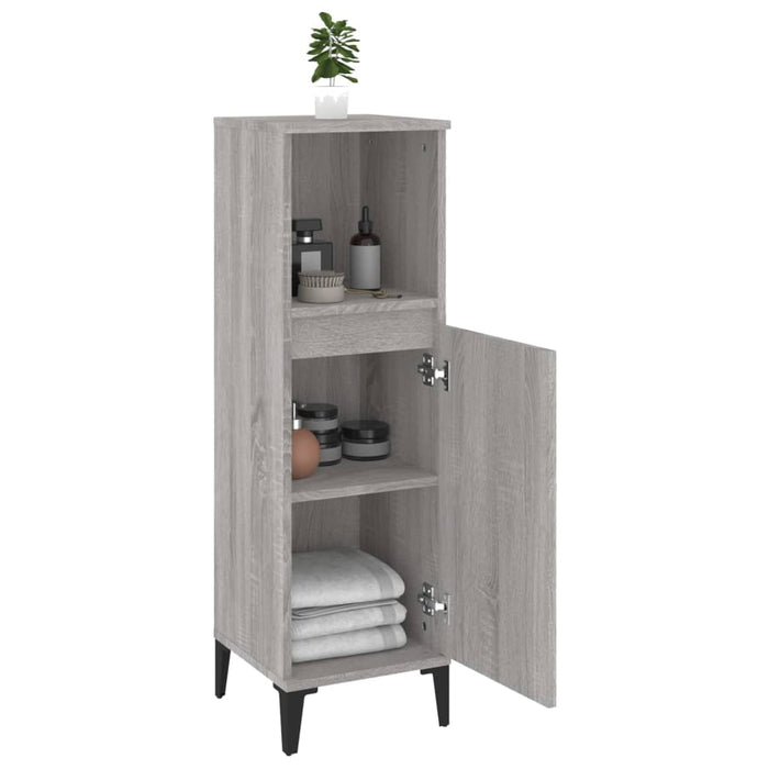 Armadietto Bagno Grigio Sonoma 30x30x100cm in Legno Multistrato 819818