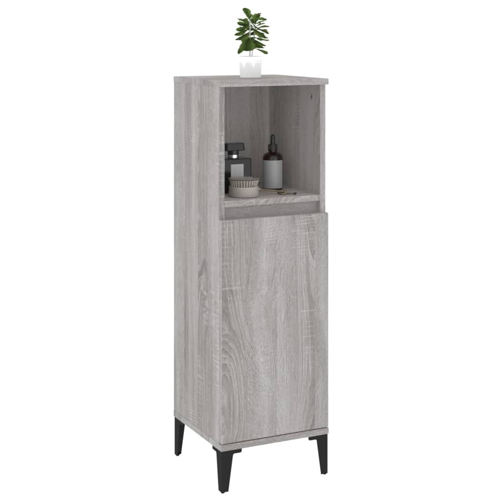 Armadietto Bagno Grigio Sonoma 30x30x100cm in Legno Multistrato 819818