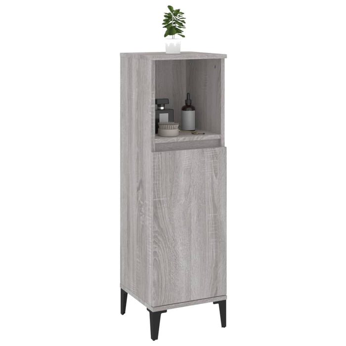 Armadietto Bagno Grigio Sonoma 30x30x100cm in Legno Multistrato 819818