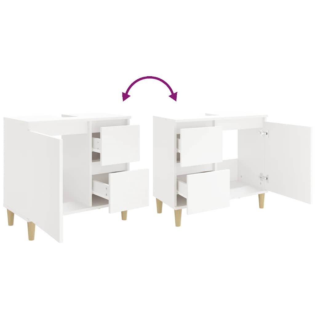 Armadietto da Bagno Bianco 65x33x60 cm in Legno Multistrato