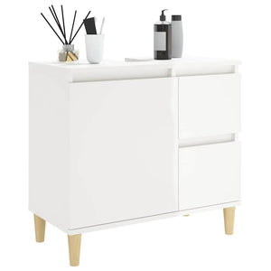Armadietto Bagno Bianco Lucido 65x33x60cm in Legno Multistrato 819822