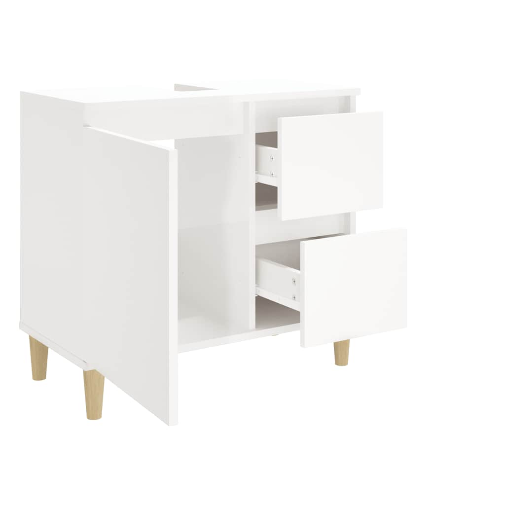 Armadietto Bagno Bianco Lucido 65x33x60cm in Legno Multistrato 819822