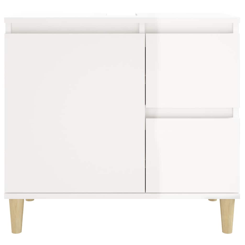 Armadietto Bagno Bianco Lucido 65x33x60cm in Legno Multistrato 819822