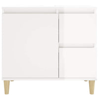 Armadietto Bagno Bianco Lucido 65x33x60cm in Legno Multistrato 819822