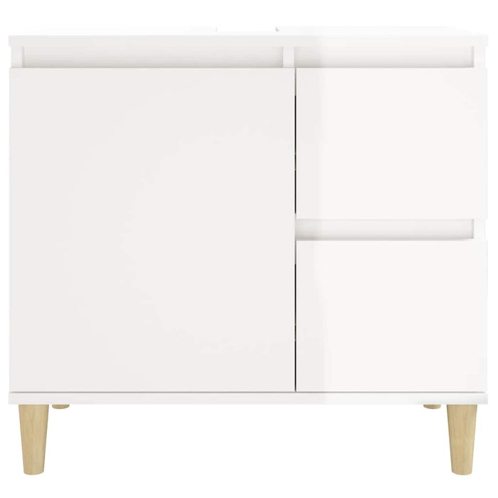 Armadietto Bagno Bianco Lucido 65x33x60cm in Legno Multistrato 819822