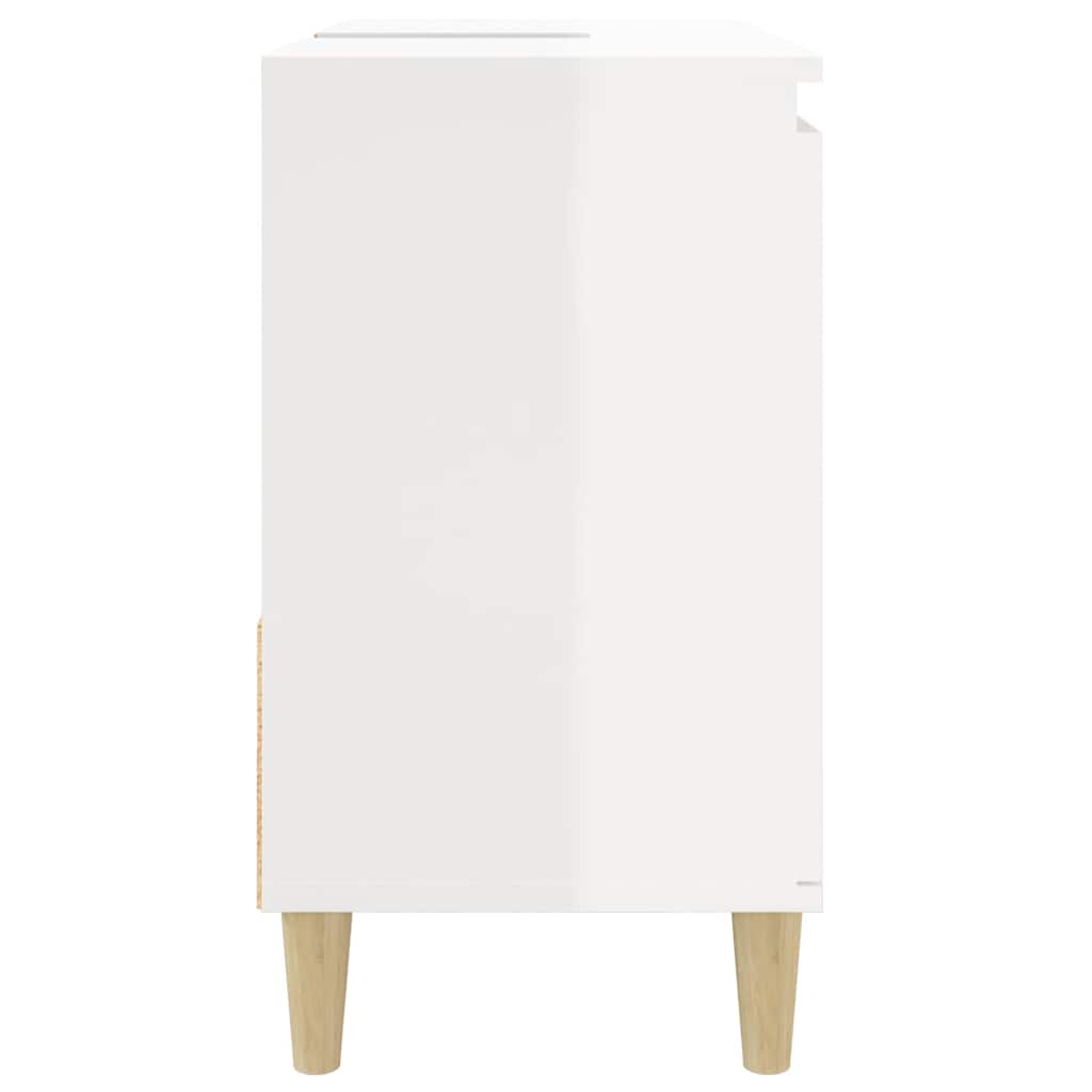 Armadietto Bagno Bianco Lucido 65x33x60cm in Legno Multistrato 819822