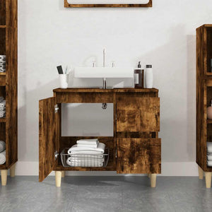 Armadietto Bagno Rovere Fumo 65x33x60 cm in Legno Multistratocod mxl 79259