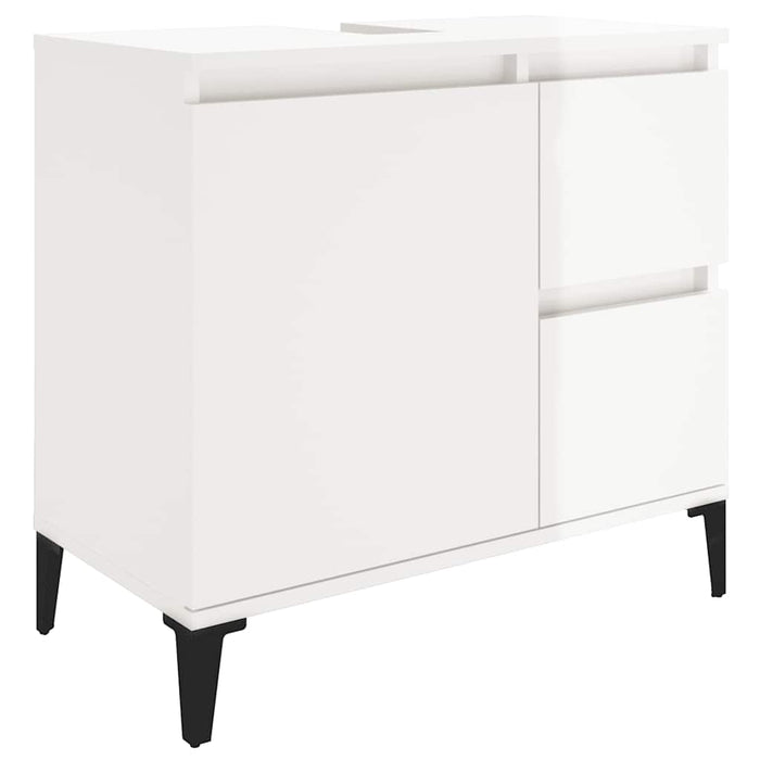 Armadietto Bagno Bianco Lucido 65x33x60cm in Legno Multistrato 819830