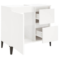 Armadietto Bagno Bianco Lucido 65x33x60cm in Legno Multistrato 819830