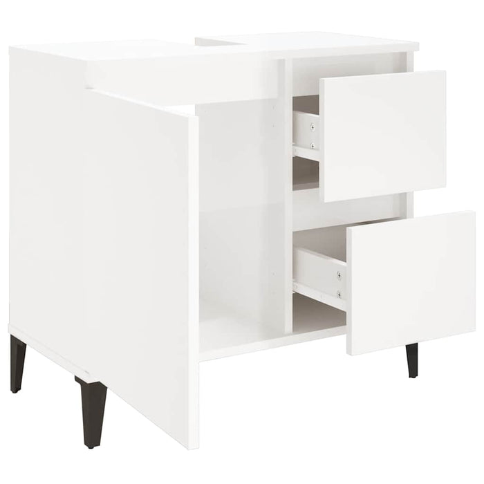Armadietto Bagno Bianco Lucido 65x33x60cm in Legno Multistrato 819830