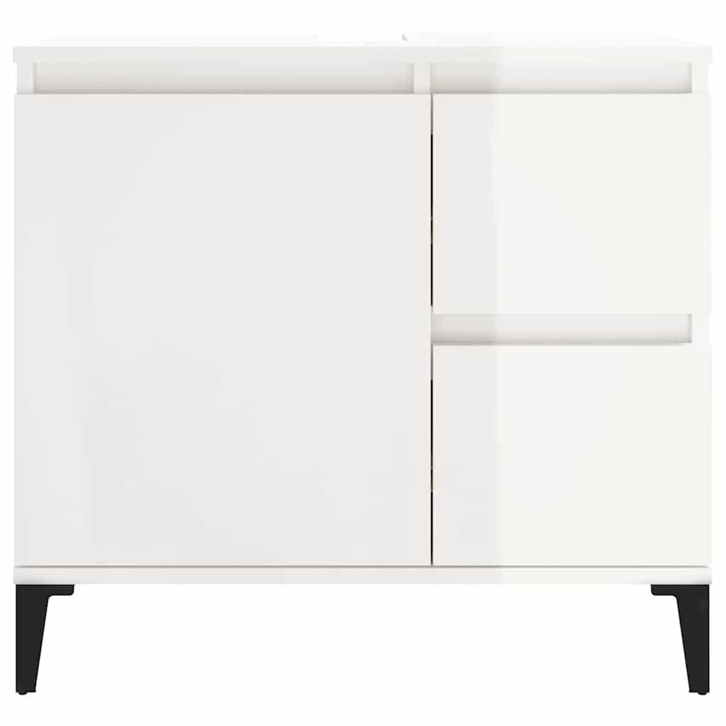 Armadietto Bagno Bianco Lucido 65x33x60cm in Legno Multistrato 819830