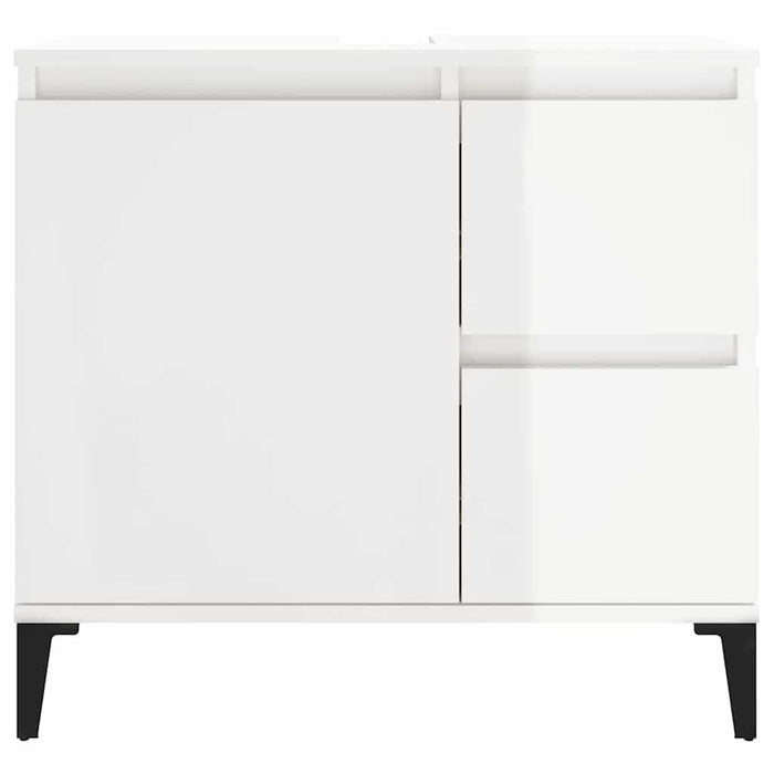 Armadietto Bagno Bianco Lucido 65x33x60cm in Legno Multistrato 819830