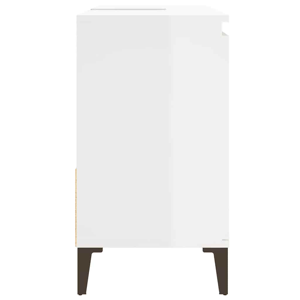 Armadietto Bagno Bianco Lucido 65x33x60cm in Legno Multistrato 819830