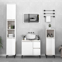 Armadietto Bagno Bianco Lucido 65x33x60cm in Legno Multistratocod mxl 105379