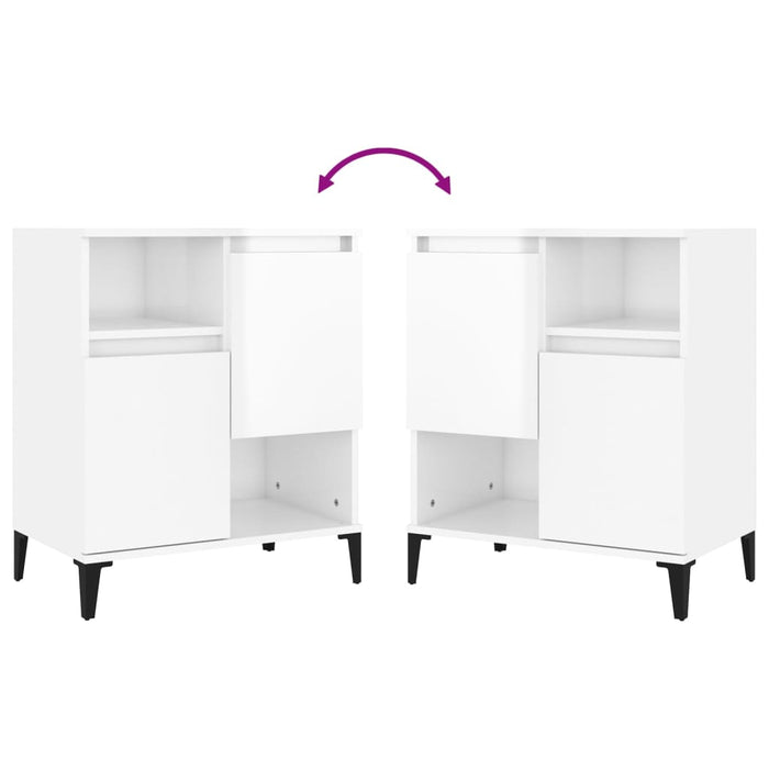 Credenza Bianco Lucido 60x35x70 cm in Legno Multistrato 821150