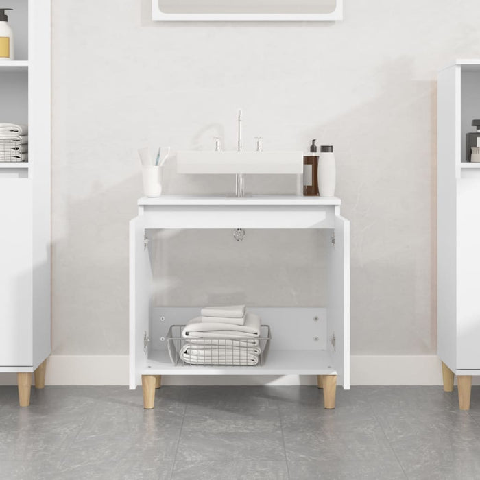 Mobile Lavabo-Armadietto da bagno Bianco 58x33x60 cm in Legno Multistrato