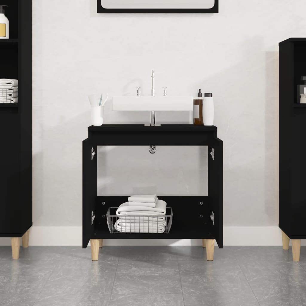 Mobile Lavabo Nero 58x33x60 cm in Legno Multistrato 821253