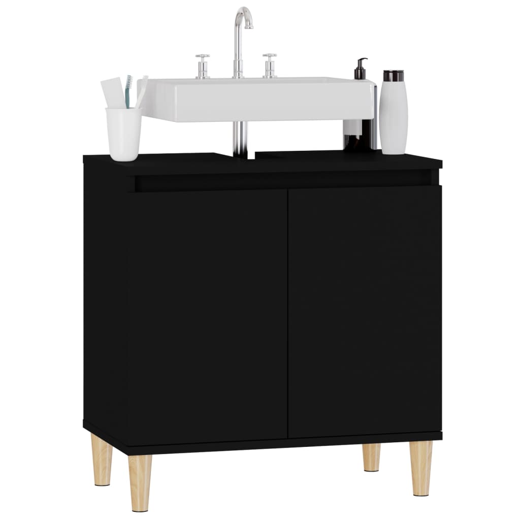 Mobile Lavabo Nero 58x33x60 cm in Legno Multistrato 821253