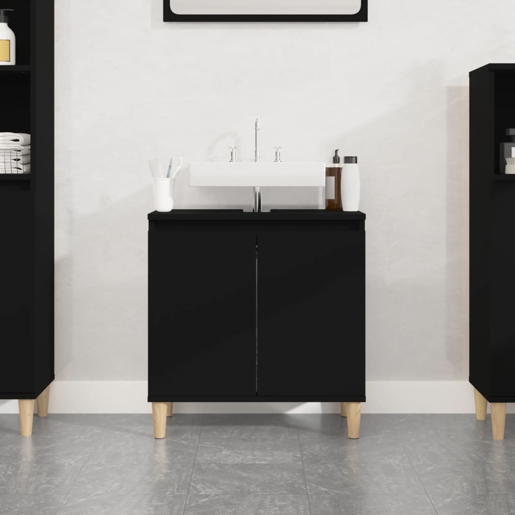 Mobile Lavabo Nero 58x33x60 cm in Legno Multistrato 821253